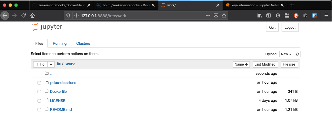 Screenshot of jupyter notebook page showing file directory.